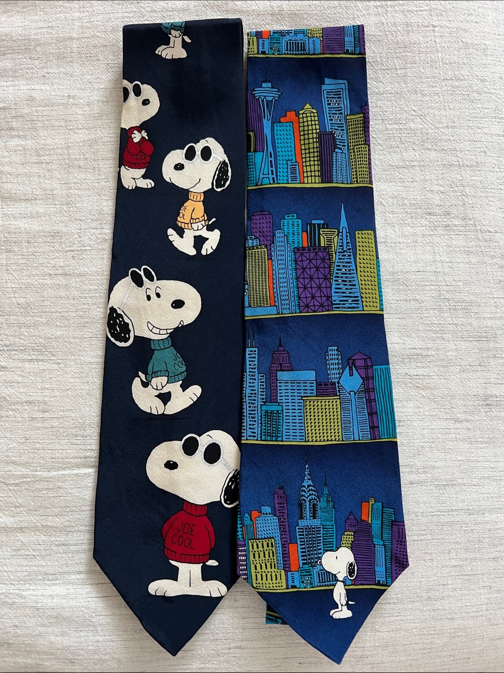 Peanuts Snoopy Joe Cool | Pair of Men's 100% Silk Neckties